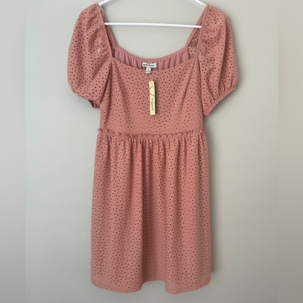 Speechless Pink Eyelet Puff Sleeve Dress